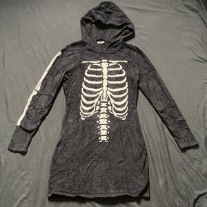 Hot Topic Fleece Skeleton Dress Hood Soft Black and White Size Small